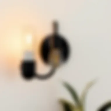 Craftsmanship and Material Choices Close-up of a crafted black sconce showcasing material details