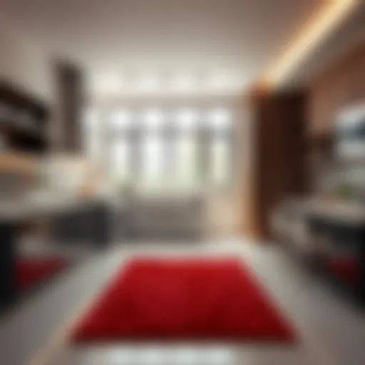 Elegant red kitchen rug enhancing a modern kitchen design
