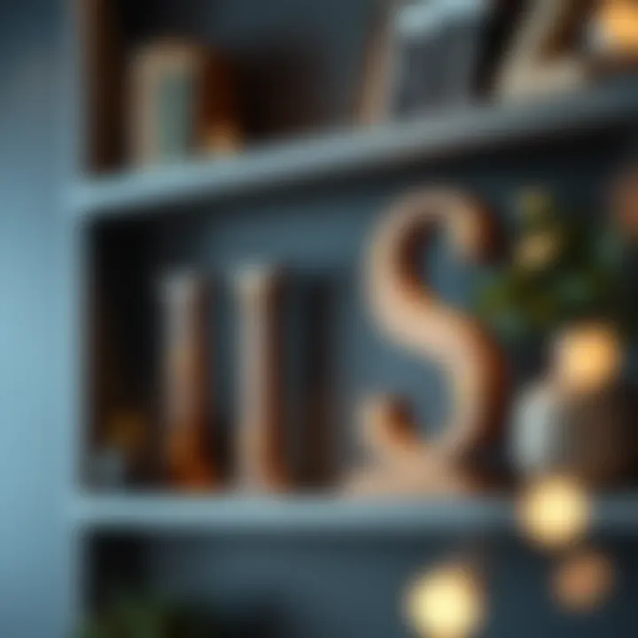 Personalized Wooden Initials in Contemporary Decor Elegant wooden initials displayed on a modern shelf, showcasing the beauty of personalized decor