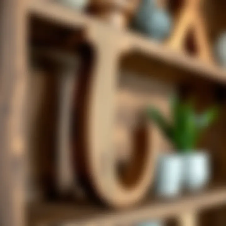 Craftsmanship of Wooden Initials Close-up of a beautifully crafted wooden initial, emphasizing texture and craftsmanship