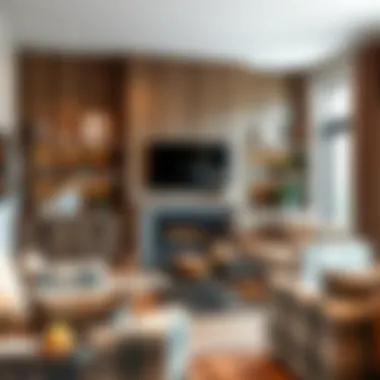 Wooden Initials Enhancing Living Space Stylish living room featuring shelves adorned with wooden initials, enhancing the overall aesthetic