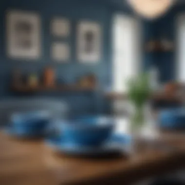 Blue Plates Enhancing Modern Decor Blue plates and bowls set enhancing a modern dining room decor