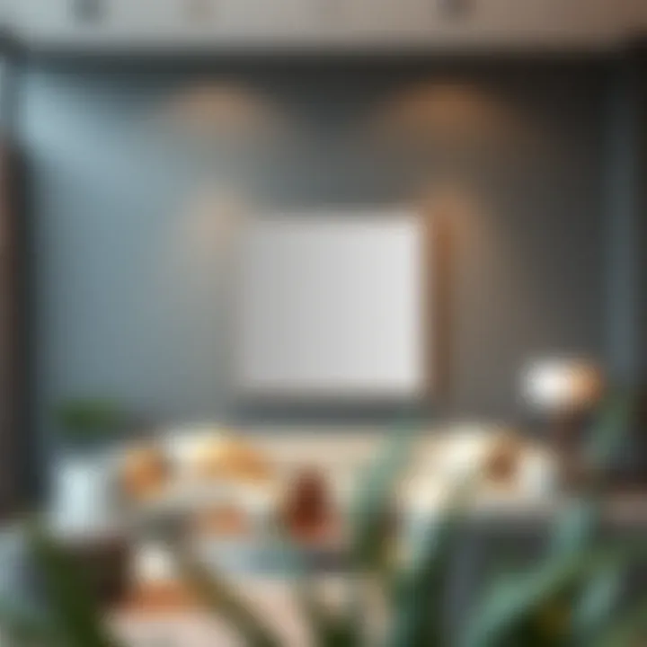 Sleek modern square mirror in a stylish living room setting