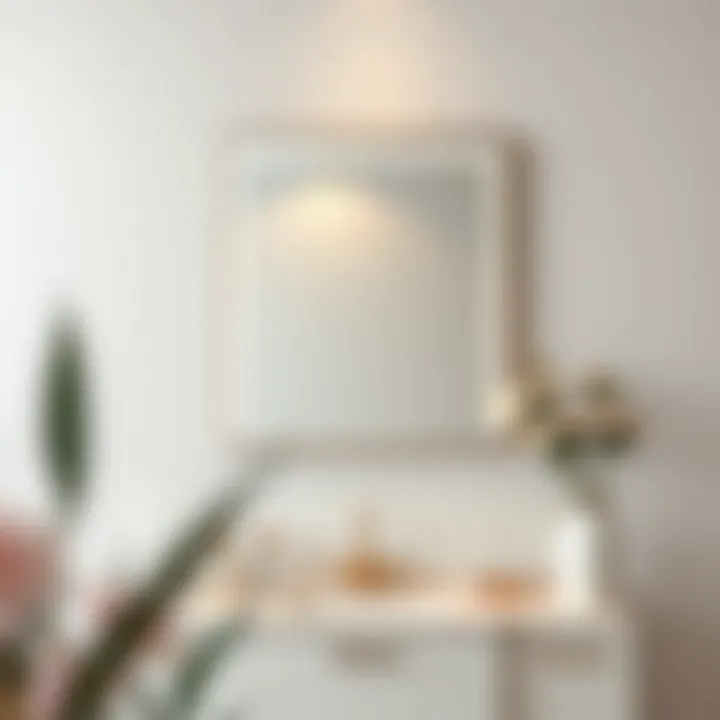 Minimalist square mirror over a modern vanity, highlighting functional beauty