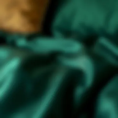 Close-up view of dark green satin texture highlighting its sheen