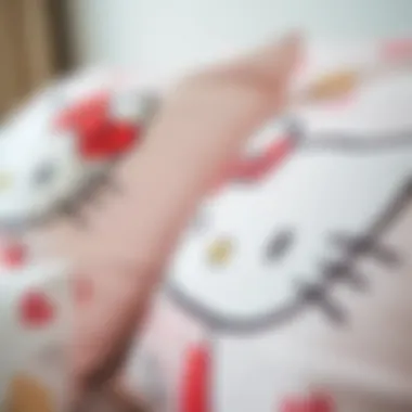 Close-up of fabric textures of Hello Kitty pillow cases