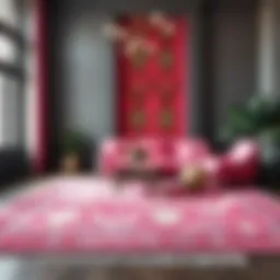 Elegant pink bohemian area rug showcasing intricate patterns