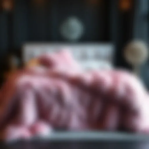 Luxurious pink fur bedding set draped elegantly over a modern bed frame