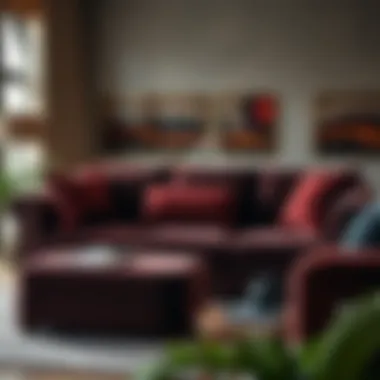 Luxurious velvet sofa with integrated storage