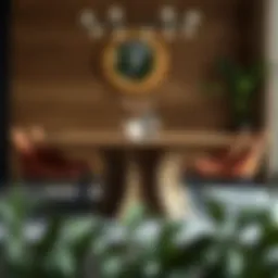 Contemporary block dining table with intricate design details