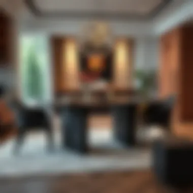 Minimalist block dining table in a modern setting