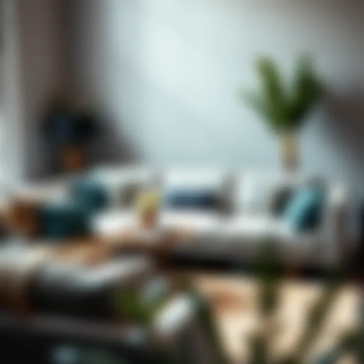 Grey Modern Couch Styled with Decorative Cushions and Throw Grey modern couch styled with decorative cushions and throw