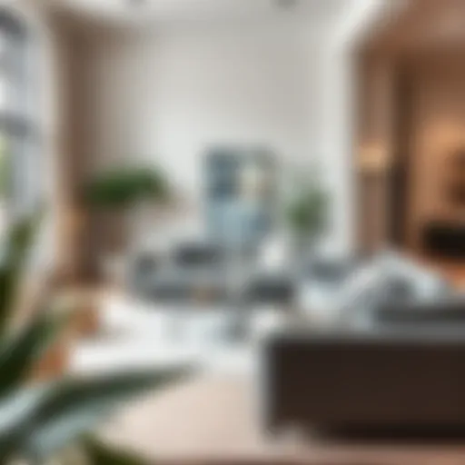 Stylish grey modern couch set in a contemporary living room