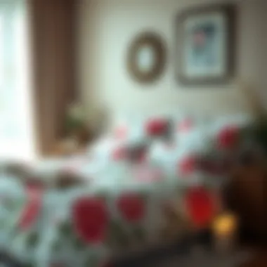 Complementary decor items enhancing rose printed sheets