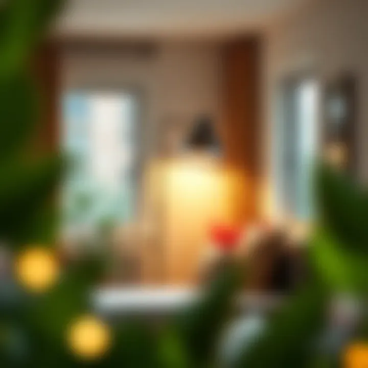 Bright floor lamp enhancing a cozy reading nook