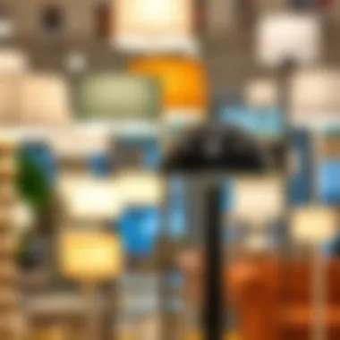 Variety of floor lamp designs displayed in a showroom