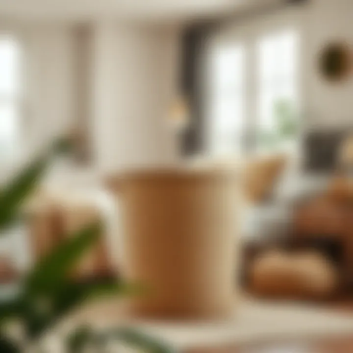 Chic large hamper basket with a lid complementing a cozy bedroom environment