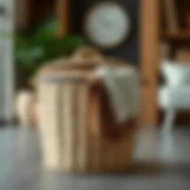 Stylish large hamper basket showcasing various material textures