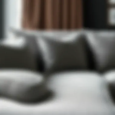 Close-up of gray U sectional detailing and fabric texture