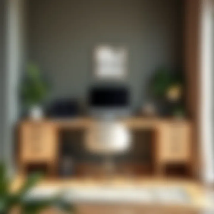 Functional light oak desk setup