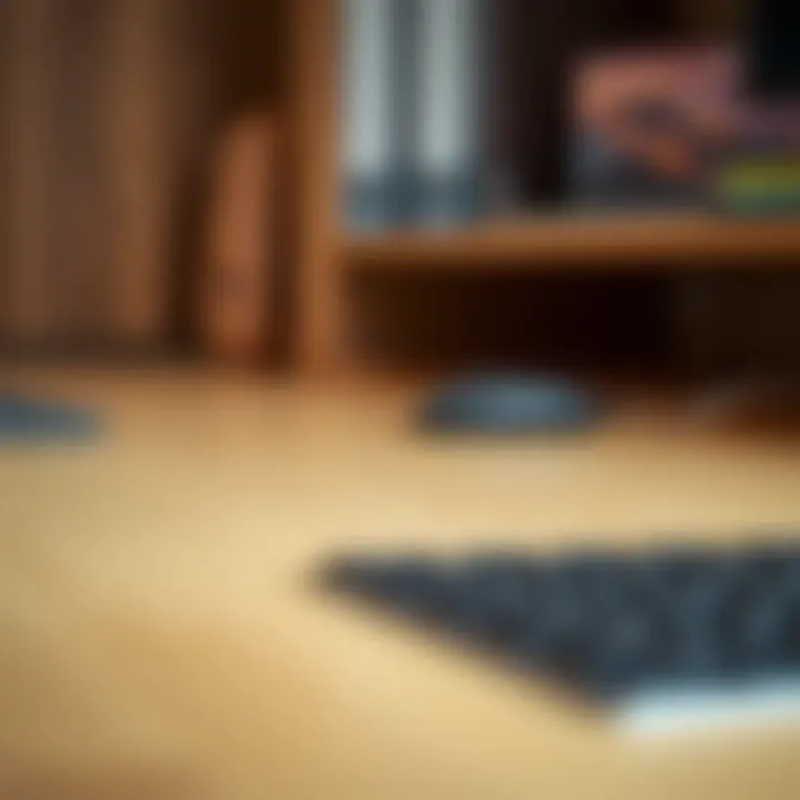 Close-up of light oak desk texture