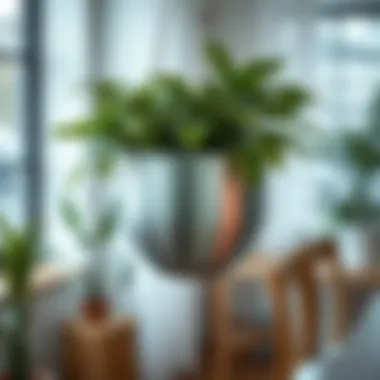 Modern metal hanging planter showcasing design