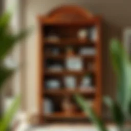 Elegant solid wood etagere showcasing books and decor