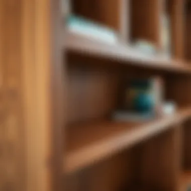 Detail of Wood Grain on a Solid Etagere Close-up of intricate wood grain on an etagere