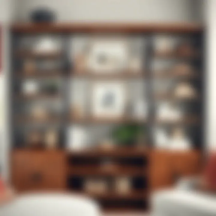 Organized Solid Wood Etagere with Decor Organized solid wood etagere with decorative items and books