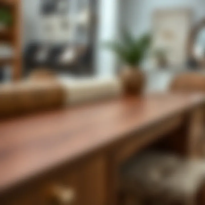 Variety of materials used in Pottery Barn study tables, highlighting textures and finishes.