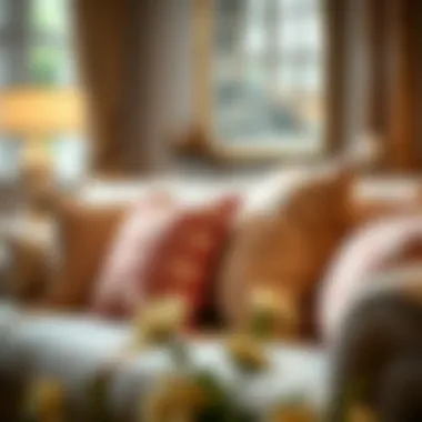 Stylish Arrangement of Decorative Pillows on a Sofa Stylish arrangement of decorative pillows on a sofa