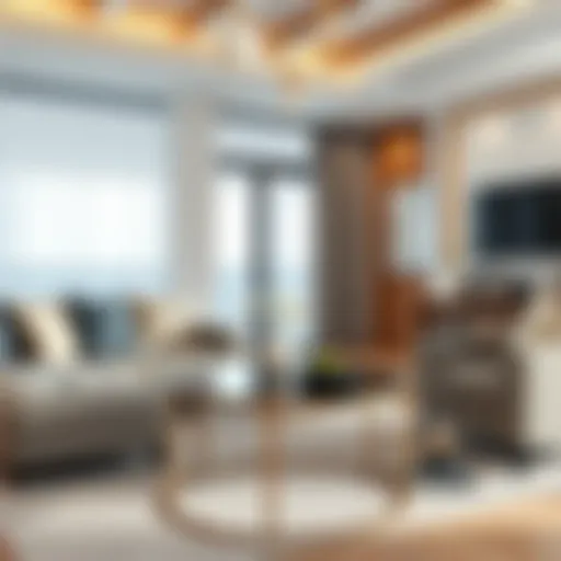 Elegant round glass top metal coffee table in a modern living room setting