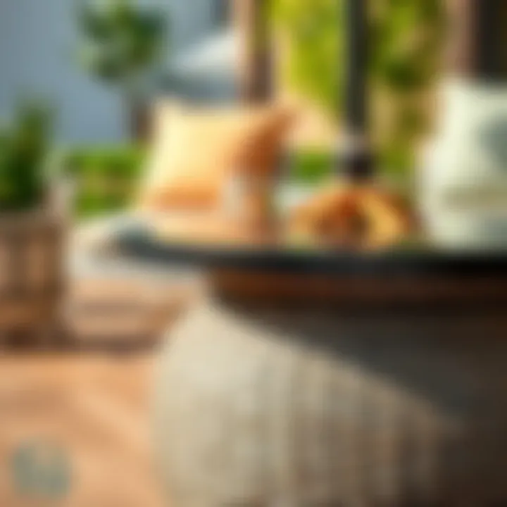 Close-up of a glass top patio side table showcasing its material quality