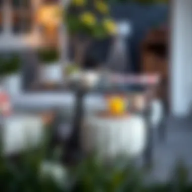 Modern small glass top patio side table with stylish outdoor decor