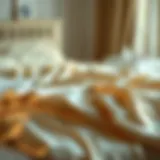 Luxurious silk sheets on a neatly made bed showcasing elegance