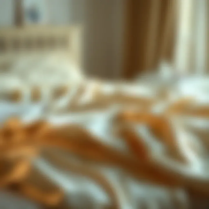 Luxurious silk sheets on a neatly made bed showcasing elegance