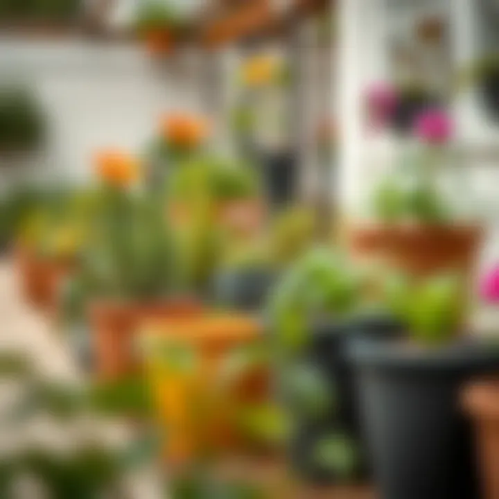 Plastic Pots vs Eco-Friendly Alternatives Comparison of plastic plant pots and eco-friendly alternatives in a garden