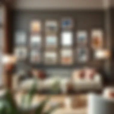 Elegant Gallery Wall of 9x12 Frames An elegant living room featuring a gallery wall of 9x12 frames with personalized art.