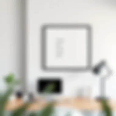 Minimalist Workspace with 9x12 Frame A minimalist workspace adorned with a single 9x12 wall frame displaying inspiring quotes.