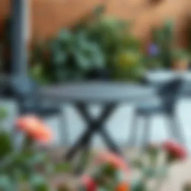 Modern black garden table with minimalist design