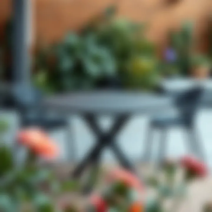 Modern black garden table with minimalist design