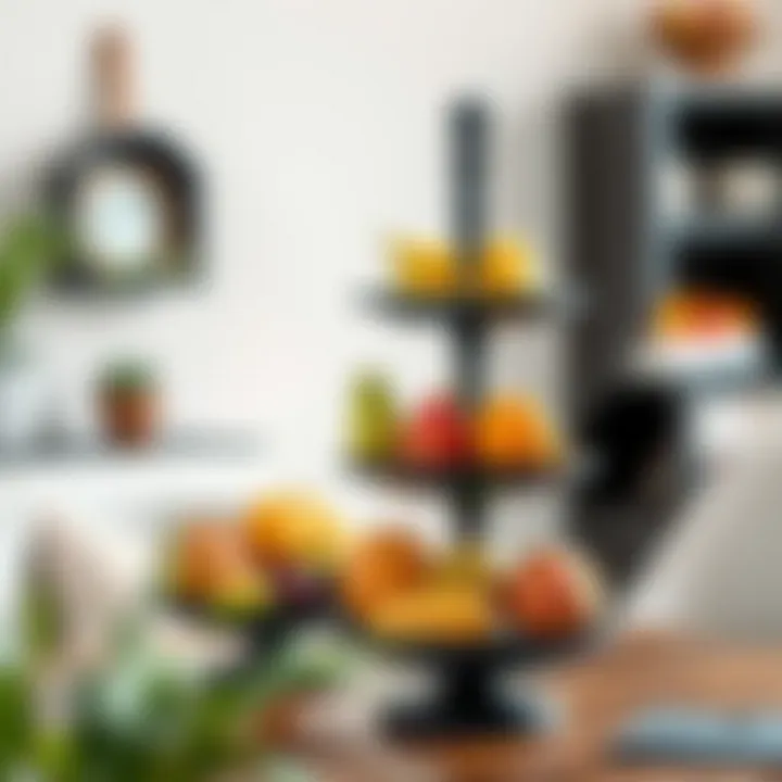 Creative DIY black tiered fruit stand made from repurposed materials