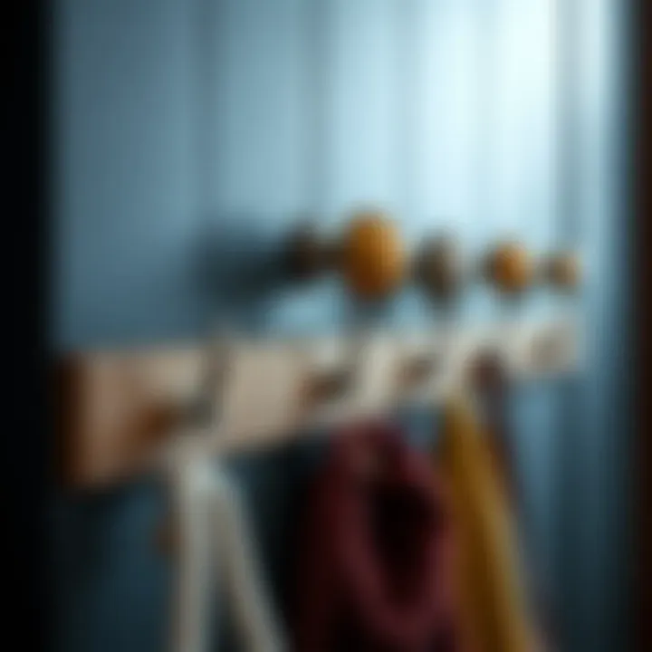 Creative design of a coat rack featuring unconventional door knobs