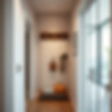 Elegant coat rack with door knobs complementing a modern hallway