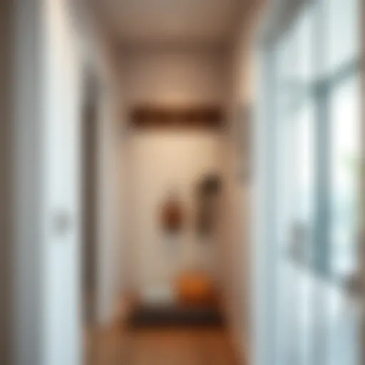 Elegant coat rack with door knobs complementing a modern hallway