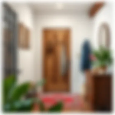 Functional coat rack integrated into a rustic entryway design