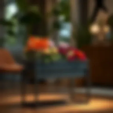 Modern metal flower box stand with sleek design