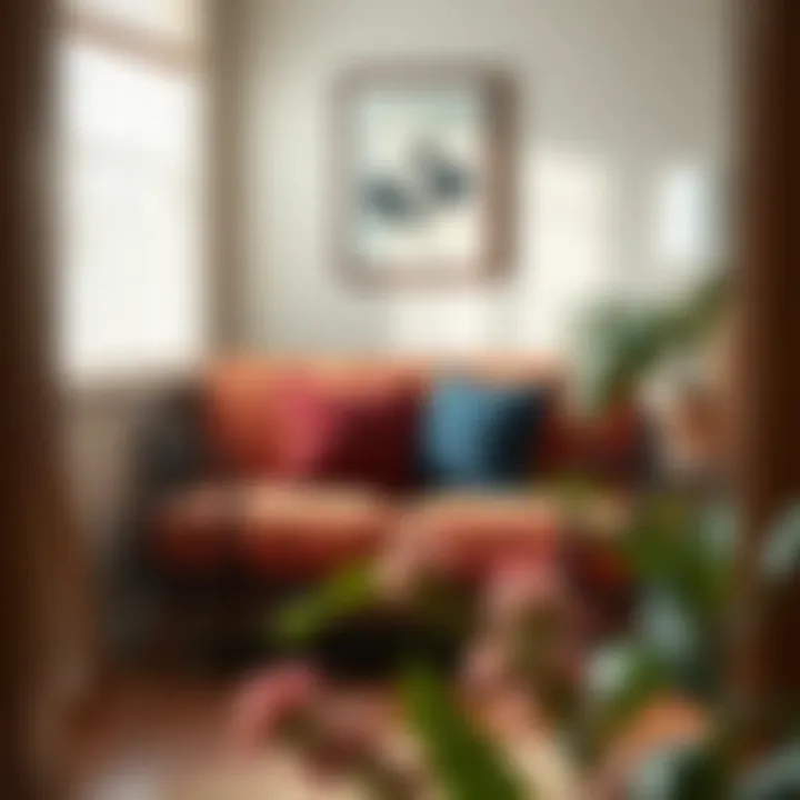 Stylish fold-up loveseat with vibrant upholstery in a cozy nook