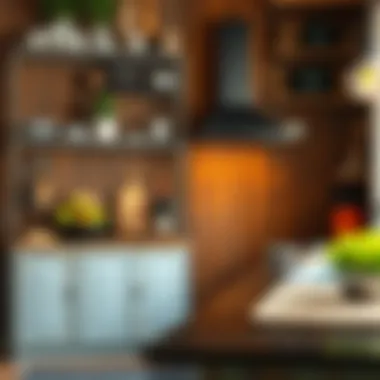 Functional Storage Solutions in Rustic Design Galvanized metal shelves used in a rustic kitchen for storage