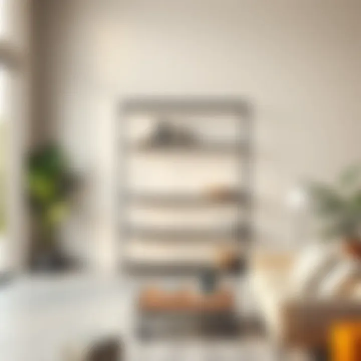 Modern Aesthetic of Galvanized Metal Shelving Stylish galvanized metal shelf in a modern living room setting